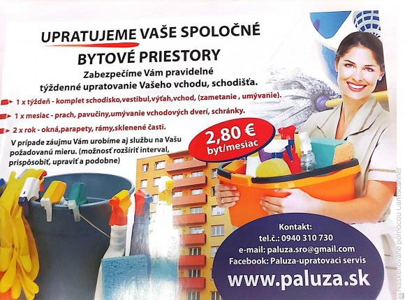 Upratujeme vaše spoločné bytové priestory – Paluza s.r.o.